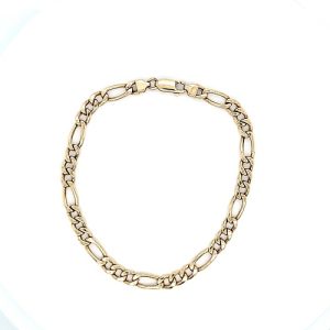 18K Yellow Gold 8.5″ Hollow Figaro Link Bracelet