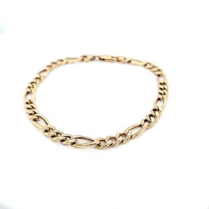 18K Yellow Gold 8.5″ Hollow Figaro Link Bracelet