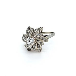 18K White Gold 37 Diamond Floral Ring