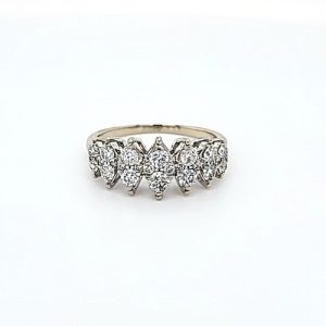 10K White Gold 28 Diamond 7 Marquise Shape Ring