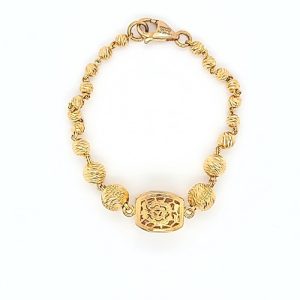22K Yellow Gold 5″ Diamond Cut Beaded Baby Bracelet