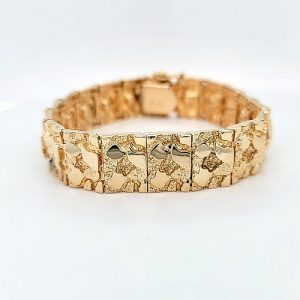 10K Yellow Gold 7″ Nugget Style Bracelet