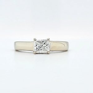 14K White Gold .73CT Princess Cut Canadian Diamond Engagement Ring