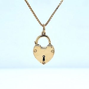 10K Yellow Gold 15.5mm Heart Lock Clasp/Pendant