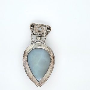 Sterling Silver 52mm Druzy Agate & Blue Mystic Topaz Pendant