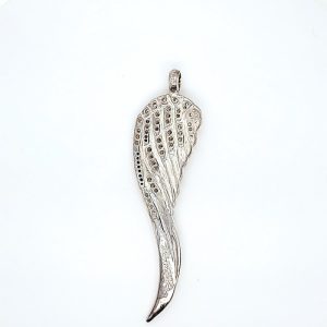 Sterling Silver 3″ Long CZ Angel Wing Pendant