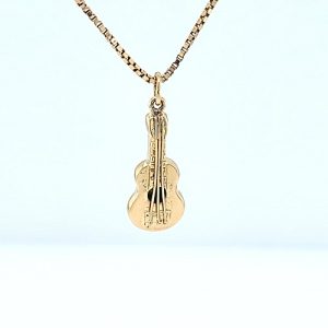 18K Yellow Gold 25mm Acoustic Guitar Charm/Pendant