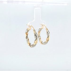 Pair of 10K Yellow & White Gold 23mm Twisted Hoop Earrings 