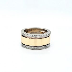 14K Yellow & White Gold 42 Diamond 11mm Band Style Ring