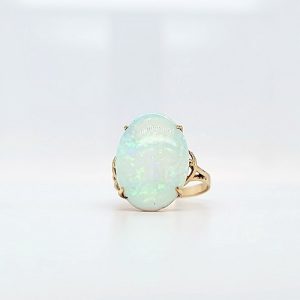 14K Yellow Gold 7.78CT Oval White Opal Ring
