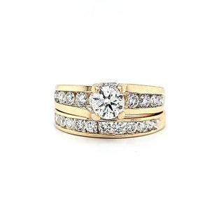 14K Yellow Gold 28 Diamond Wedding Set
