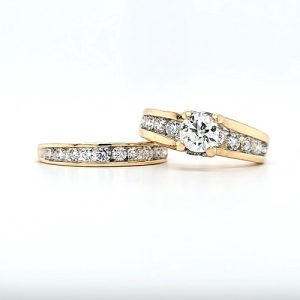 14K Yellow Gold 28 Diamond Wedding Set