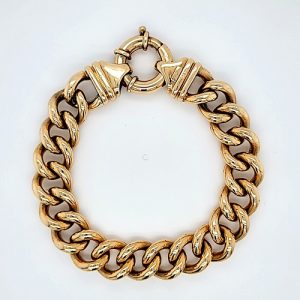 Heavy 10K Yellow Gold 8″ Open Curb Link Bracelet w/ Toggle Clasp
