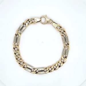 14K Yellow & White Gold 8.25″ Stylized Curb Link Bracelet