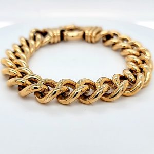 Heavy 10K Yellow Gold 8″ Open Curb Link Bracelet w/ Toggle Clasp