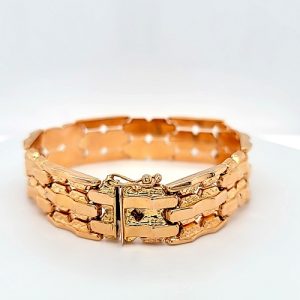 18K Rose Gold 7.5″ Textured Panel Link Bracelet