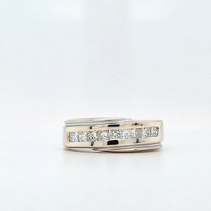 18K White Gold 9 Princess Cut Diamond Band Style Ring