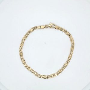 18K Yellow Gold 8″ Stylized Marine Link Bracelet