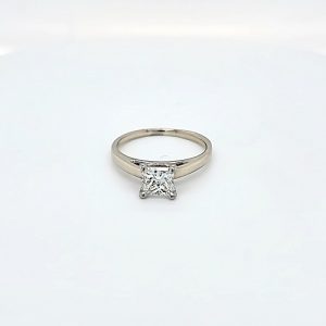 14K White Gold & Platinum 1.00CT Princess Cut Diamond Solitaire Engagement Ring