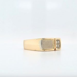 14K Yellow & White Gold 4 Diamond Accent Squared Signet Style Ring