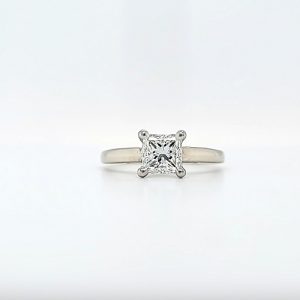 14K White Gold & Platinum 1.00CT Princess Cut Diamond Solitaire Engagement Ring