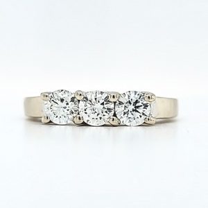 14K White Gold 3 Diamond Ring & Channel Set Diamond Jacket/Enhancer