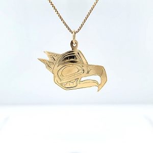 First Nations 10K Yellow Gold 41mm Thunderbird Head Pendant