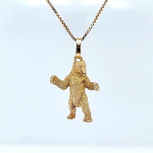 14K Yellow Gold 28mm Standing Bear Pendant