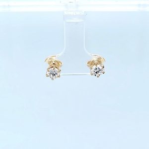 Pair of 14K Yellow Gold 5mm Round CZ Stud Earrings