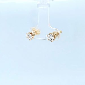 Pair of 14K Yellow Gold 5mm Round CZ Stud Earrings