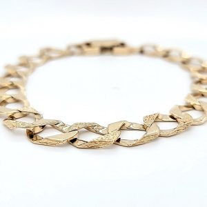 10K Yellow Gold 9″ Open Square Curb Link Bracelet