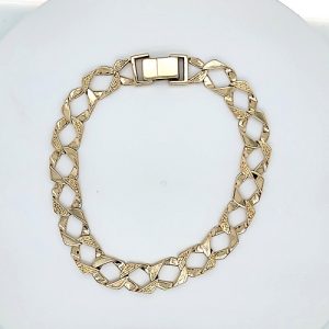 10K Yellow Gold 9″ Open Square Curb Link Bracelet