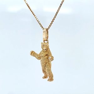 14K Yellow Gold 28mm Standing Bear Pendant