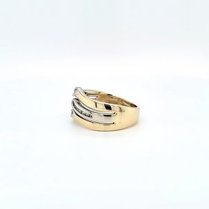 10K Tri-Gold 3 Way Fashion Ring w/ 23 RBC Diamonds