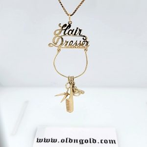 12K Yellow Gold Hair Dresser Charms on Charm Holder