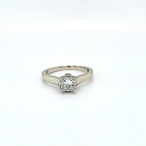 14K White Gold Engagement Ring w/ .75CT Princess Cut Centre Diamond & 2 Diamond Accents