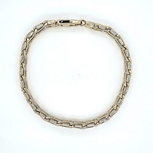 14K Yellow & White Gold 8.25″ Railway Track Style Link Bracelet