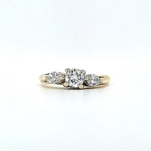 14K Yellow Gold 3 Multi Cut Diamond Ring