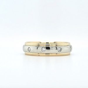 10K Yellow & White Gold 10 Gypsy Set Diamond Comfort Fit Band .30TDW