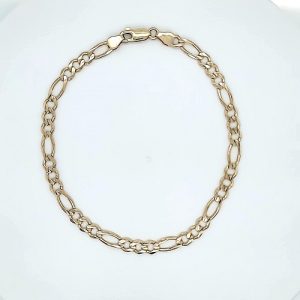 10K Yellow Gold 9″ Figaro Link Bracelet