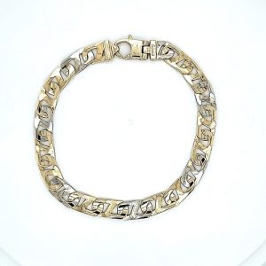 14K Yellow & White Gold 8.5″ Stylized Marine Link Bracelet
