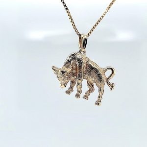 10K Yellow Gold 27mm Bull Pendant