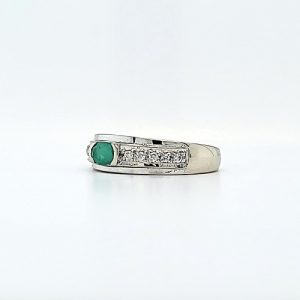 14K White Gold Semi Bezel Set Oval & 10 Diamond Ring