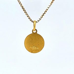 18K Yellow Gold 12mm Guardian Angel Disc Charm/Pendant