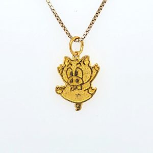 24K Yellow Gold Cartoon Pig Pendant