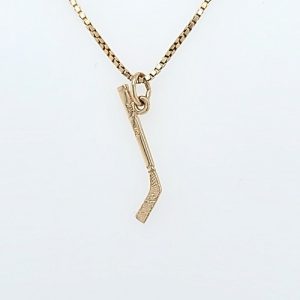 10K Yellow Gold 25mm Hockey Stick Pendant