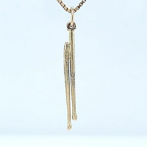 10K Yellow Gold 35mm Diamond Cut Drum Sticks Pendant