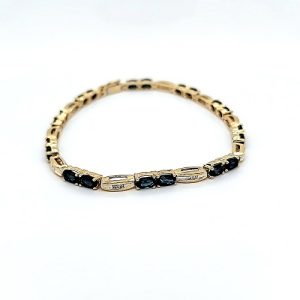 14K Yellow & White Gold 20 Sapphire & 20 Diamond 7.5″ Tennis Bracelet