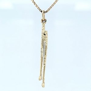 10K Yellow Gold 35mm Diamond Cut Drum Sticks Pendant