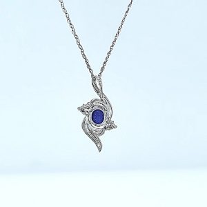 Platinum Offset Pendant w/ Cabochon Star Sapphire & RBC Diamonds